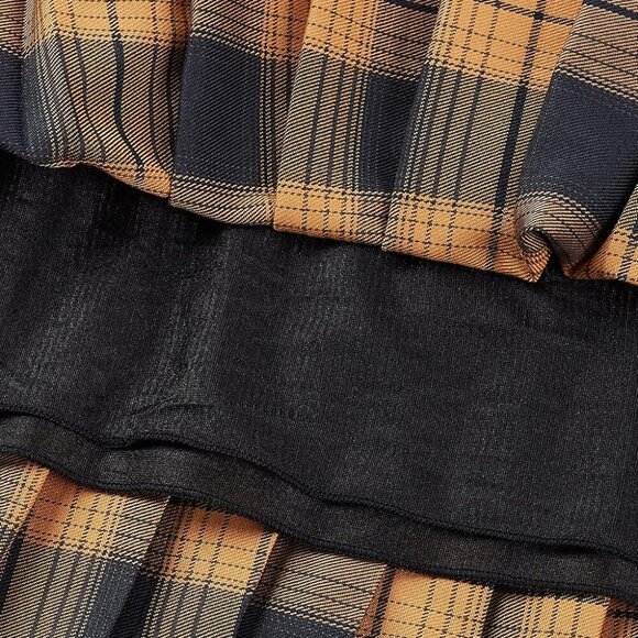 Women's Elastic Waist Tartan Pleated School Skirt - Picture 6 of 6